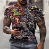 Веселые красочные граффити летние меняющие цвет цифровые 3D повседневные мужские футболки с круглым вырезом модный мужской топ с коротким рукавом