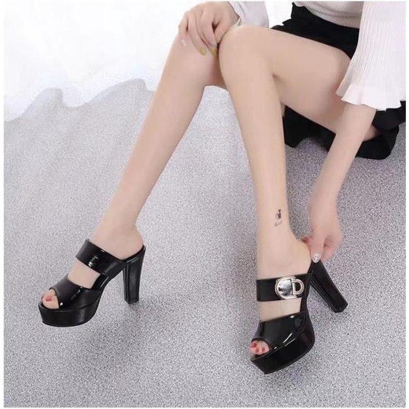 Сандалии на высоком каблуке, женские летние новые босоножки и тапочки на платформе с открытым носком в корейском стиле