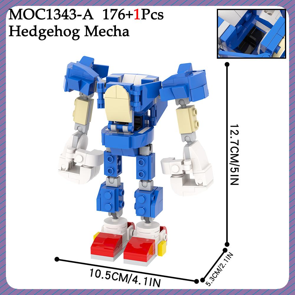 MOC Hedgehog Mech Bricks Car Game Anime Airship Dr Eggmaned Robot Compatible Figure Building Blocks Toys For Children Adult Gift