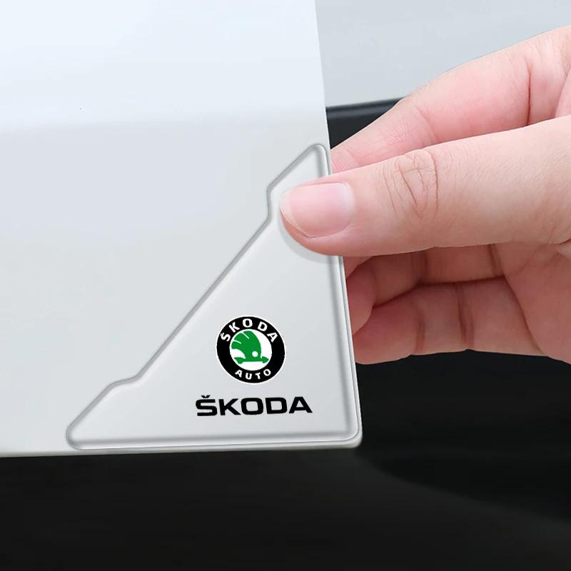 AAABO1 2pcs Car Door Corner Protection Sticker Anti-Collision Protector For Skoda Yeti VRIS Octavia a5 a7 Karoq Kamiq Fabia Kodiaq