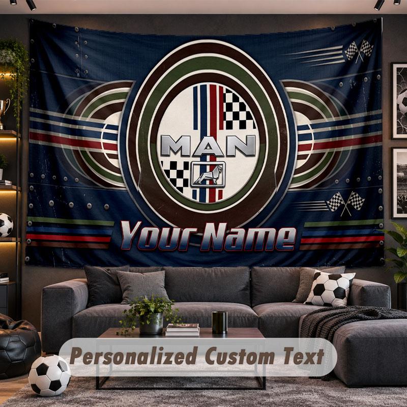 Wall Hanging Tapestry Custom NameMAN Truck Pattern Personalized Printed Fabric Wall Decor