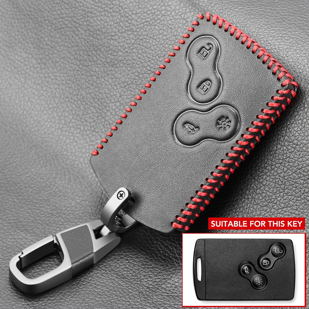 Новый дизайн, 4 кнопки, натуральная кожа, автомобильный Стайлинг, чехол для ключей, защитный чехол для Renault Clio Logan Megane 2 3 Koleos Scenic Card