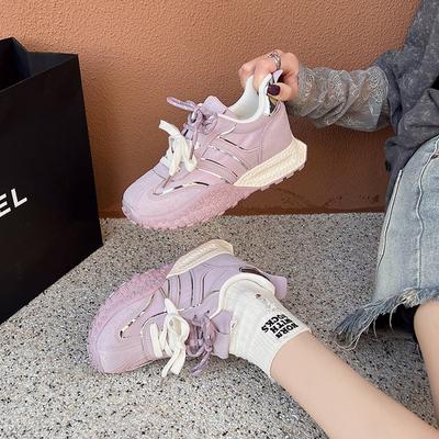 Легкие спортивные туфли на толстой подошве, женские, весна 2025, новые, универсальные, дышащие, повседневные, кроссовки Forrest Gump, нишевая немецкая тренировочная обувь белого цвета