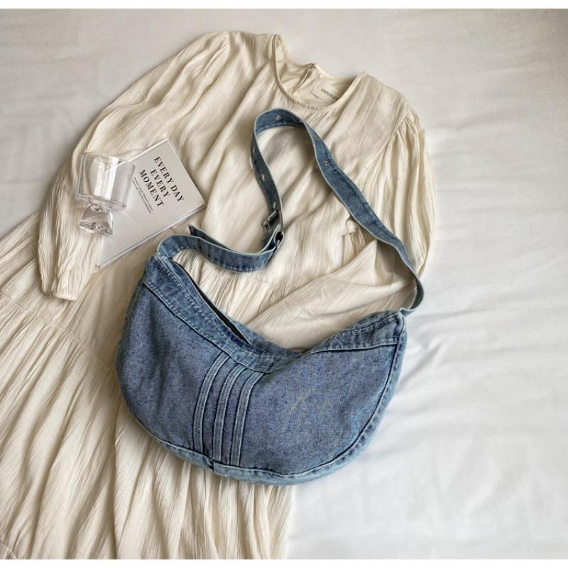 Студенческая сумка через плечо, японская джинсовая сумка Харадзюку для девочек, корейская универсальная сумка кроссбоди, женская сумка-пельмень через плечо