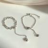 Sweet Trendy Adjustable Chain Bead Punk Women Rings Korean Finger Rings Finger Jewelry Heart