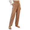 Women's Solid Color High Waist Cotton And Hemp Loose Pocket Leisure Time Trouser