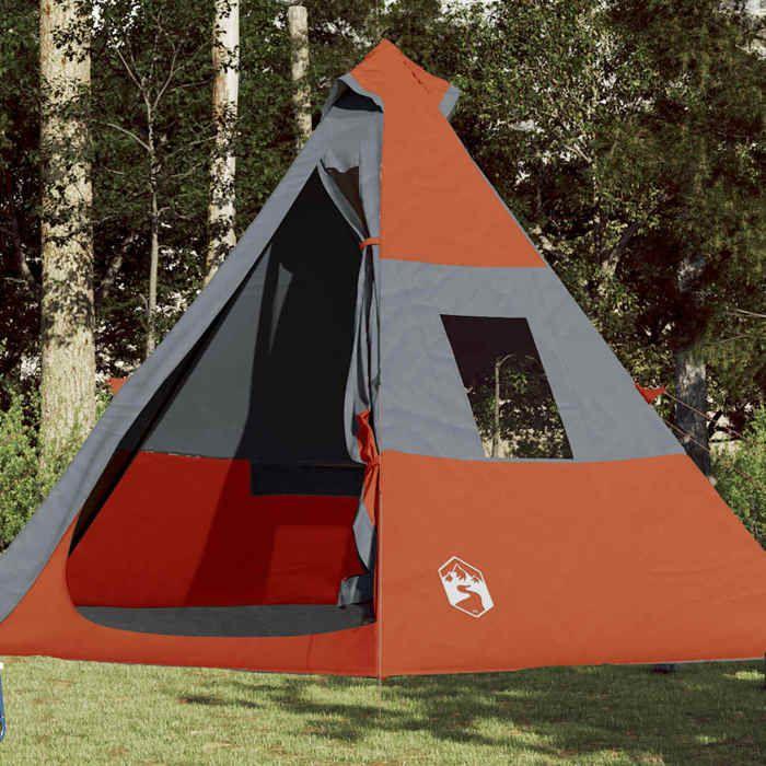 VidaXL Tipi Camping Tent 7 Person, Shade Tent with Carry Bag, Camping Awning, Garden Shelter, Orange 94429