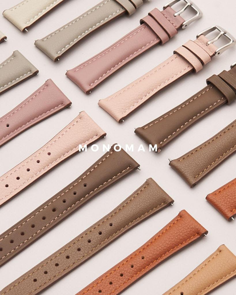 Ремешок для умных часов 18 мм Натуральная кожа Кожаный сменный ремешок [monomam] Женский (Ширина ремня 18 мм) (Античный верблюд)