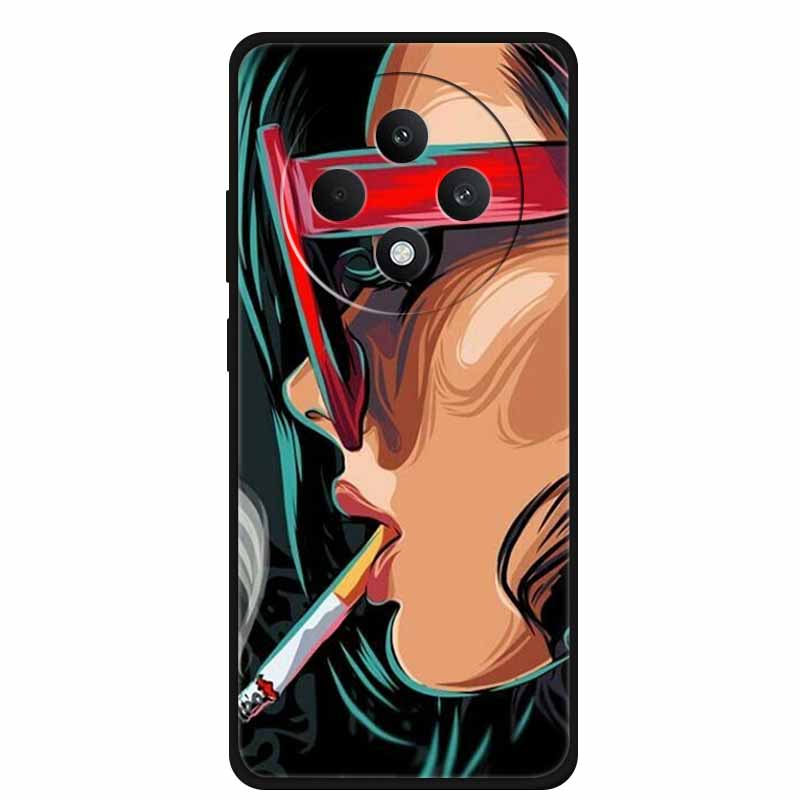Phone Case For OPPO Reno12 F 4G/5G Cover Black Silicone TPU Soft Painted Tiger Coque For OPPO Reno 12F 4G/5G Global Bumper Shell