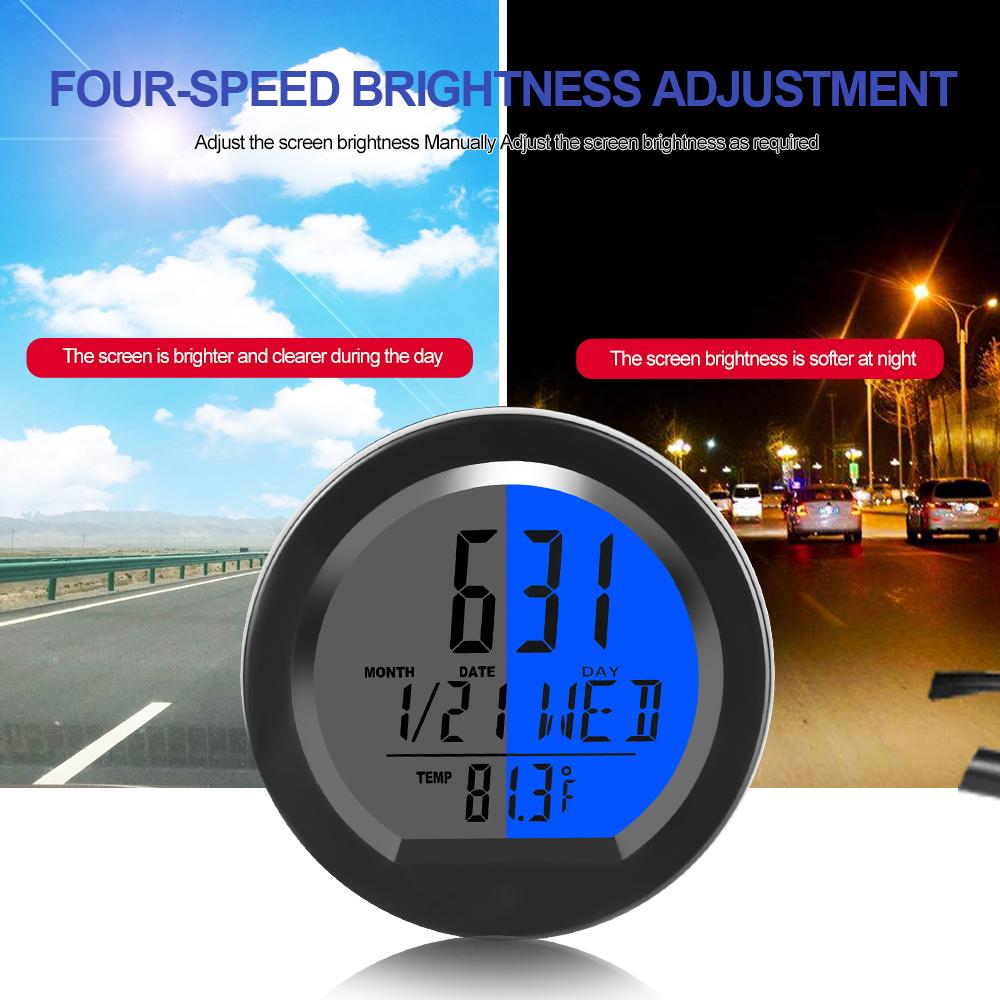Solar Car Clocks Dashboard Thermometer Automotive Electronic Watch Led Digital DisplayTime with Back Luminous Car Accessories