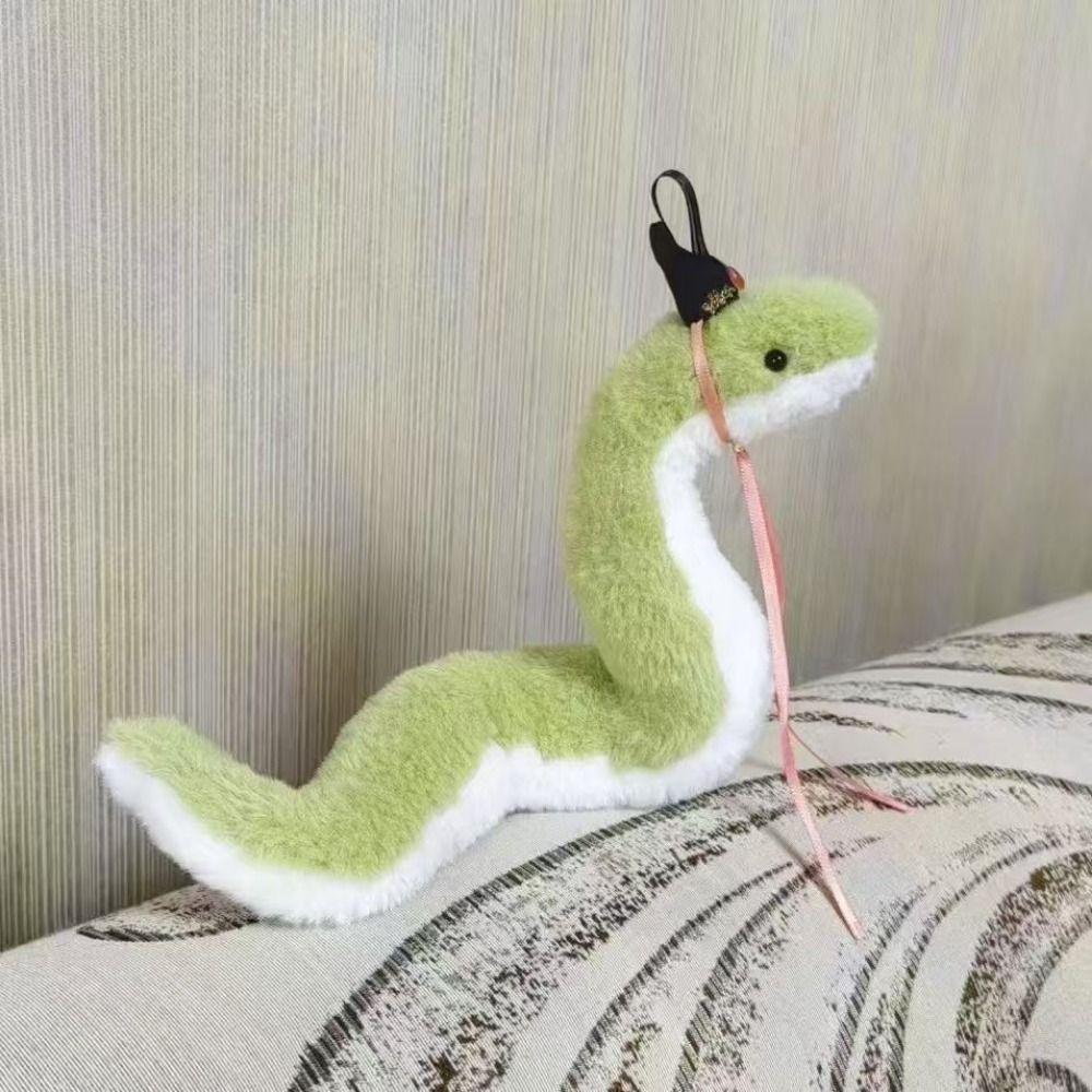 Little Snake Year of The Snake Plush Toy Wrap Around Arm Green Snake Animal Doll Car Decor