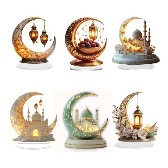 Акриловый лунный замок Yousheng, украшение 2D, плоский полумесяц, мечеть, дворец, настольная вывеска, праздничная вечеринка, домашний офис, гостиная, спальня, украшение рабочего стола