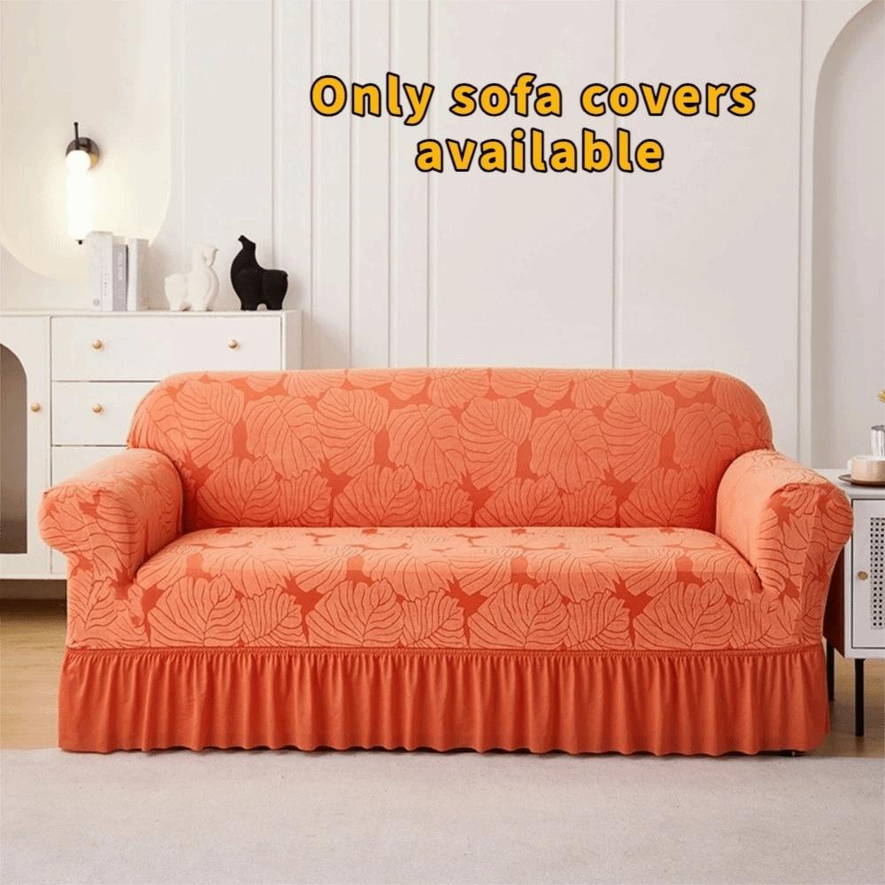 2/3 Seat Stretch Couch Cover All-inclusive Elastic Sofa Seat Cushion Cover Leaf Print With Skirt Corner Sofa Slipcover