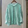 Vintage Women Shirts O-Neck Long Sleeve Button Blouses Autumn Loose Solid Color Casual Female Shirts