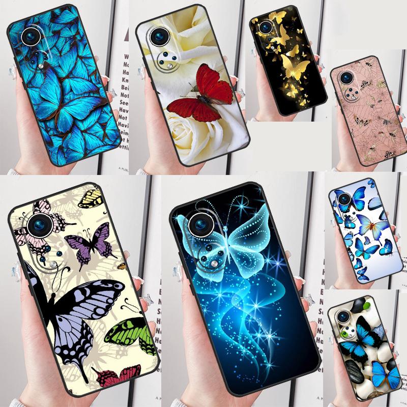 Luxury Blue Butterfly Butterflies Case For Honor Magic 7 Lite 5 6 Pro Honor 200 50 70 90 Lite X8b X9a X8a X8 X9 X9c X9b Cover