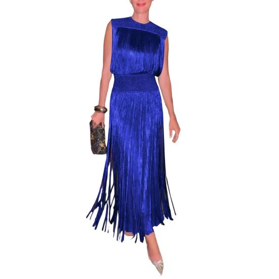 Вечернее платье с кисточками, облегающее платье макси без рукавов с круглым вырезом, однотонное бальное платье облегающего кроя для офисных вечеринок, свадеб