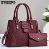 Solid Color Large Capacity Handbags 1PC Large Bag + 1PC Small Bag Set Women's Crossbody Bags Retro Shoulder Bags