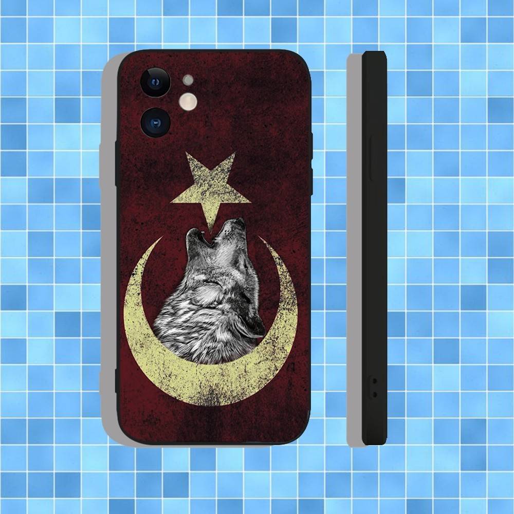 Чехол для телефона Turk Wolf Turkey Flag для iPhone 17,16,15,14,13,12,11,Pro,Max,Plus,Air,X,XS,XR,SE,8,7,Mini,Мягкий Черный Чехол