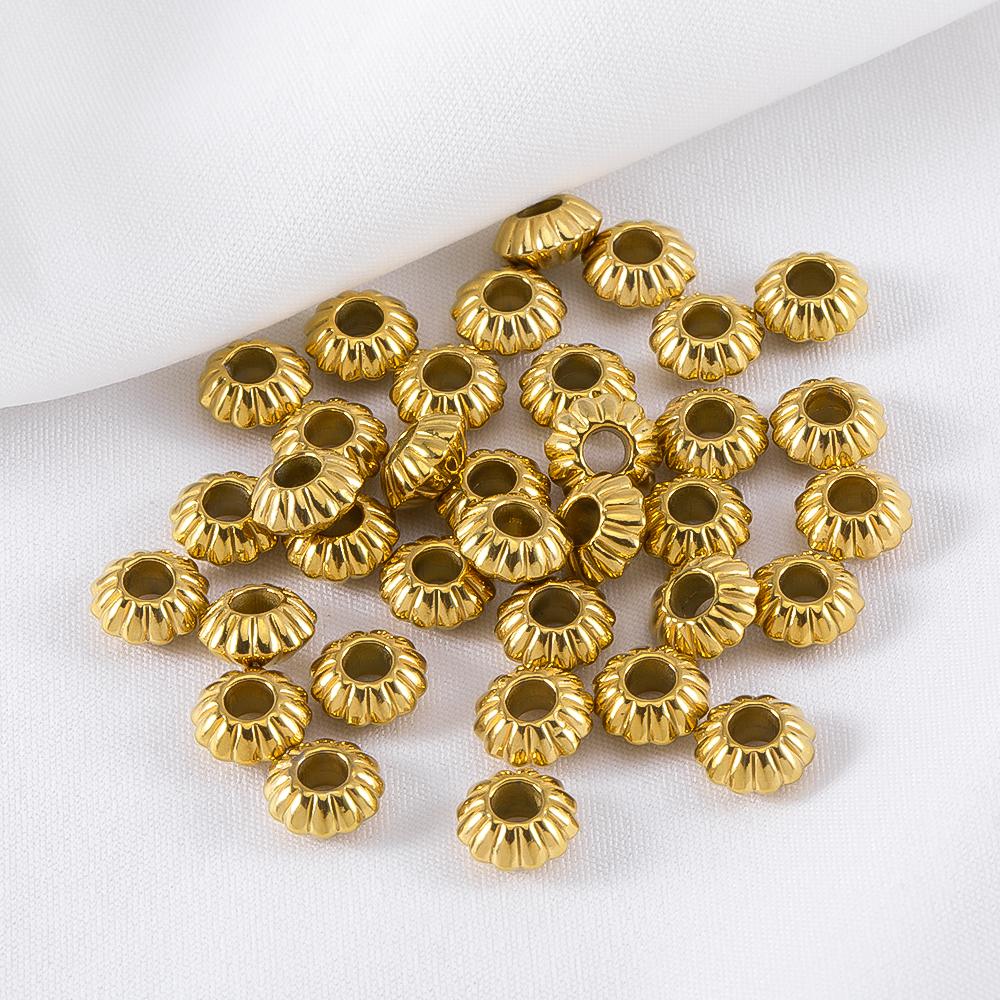 10pc 20pcs 4/5/6/8mm Stainless Steel Daisy Flower Spacer Beads Gold Plated Loose Bead Cap DIY Needlework Jewelry Making Bracelet