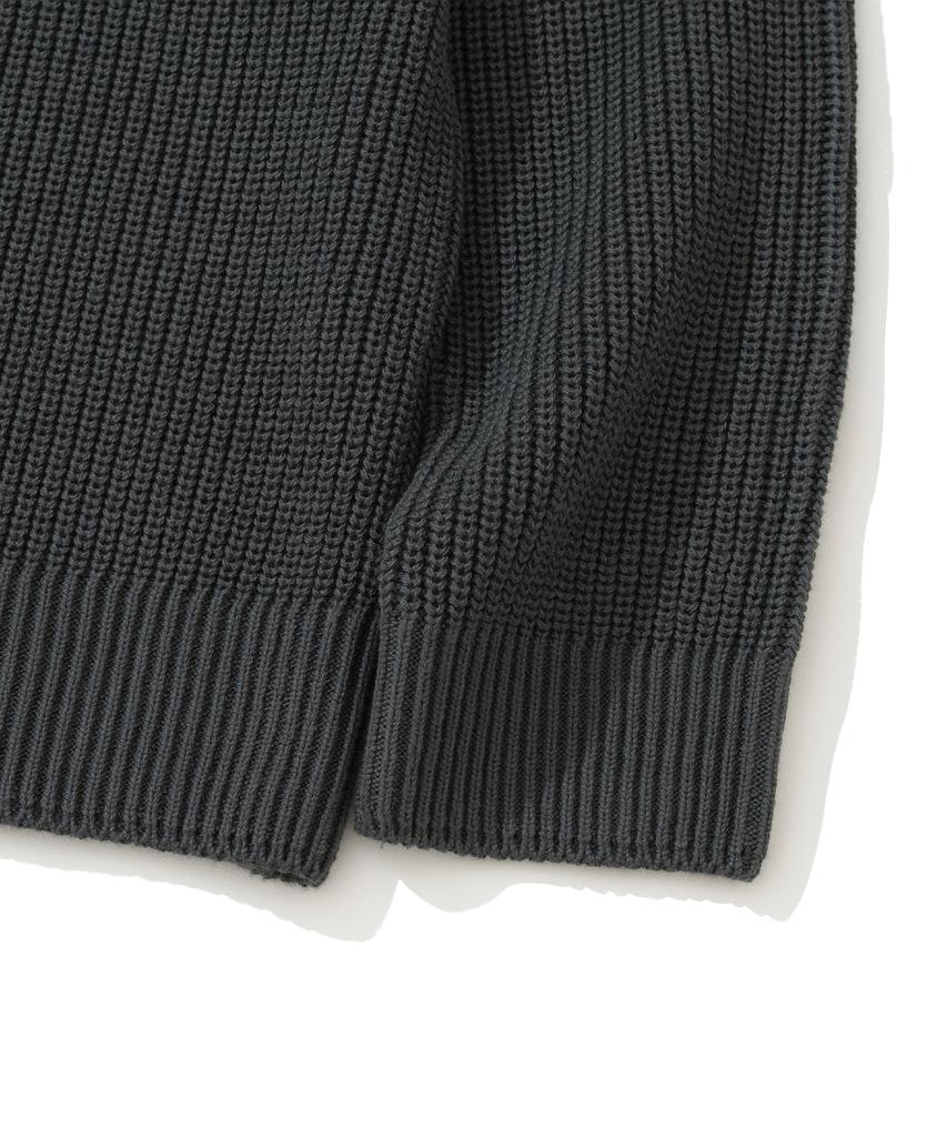 KNITTED [Nitied X Fashion Planet] Cotton Waffle Round Knit Charcoal