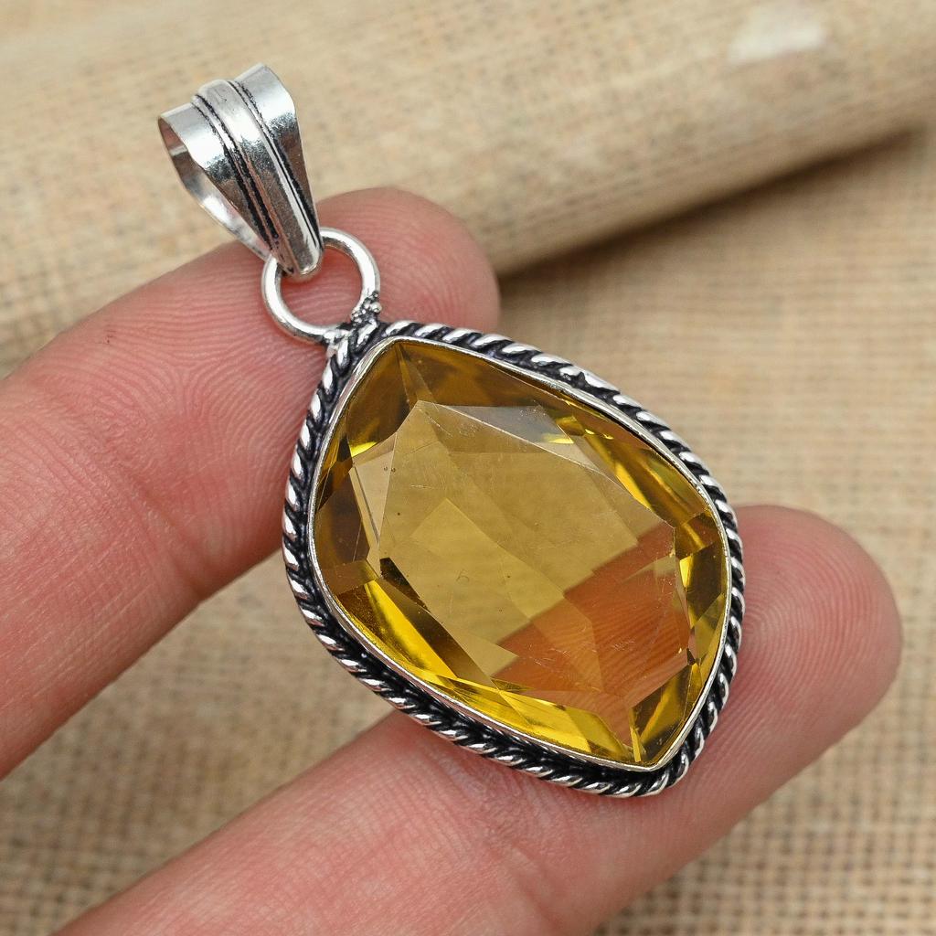 Цитрин Топаз 925 Твердое Серебро Ювелирные Изделия Ручной Работы Красивый Драгоценный Камень Красивая Подвеска