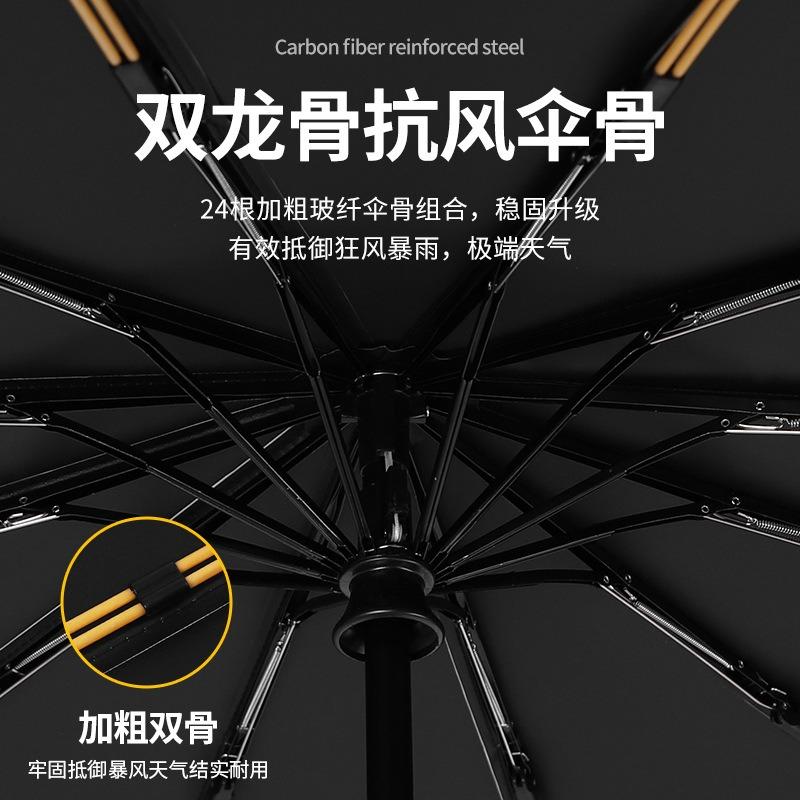 24-Bone Automatic Umbrella, Folded and Enlarged Umbrella, Extra Large Umbrella, Thickened Sunscreen and UV Protection, Printed Advertisement