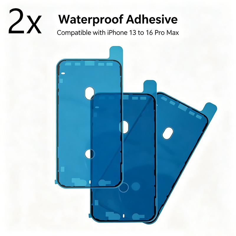2 PCS Pre-Cutted Screen Sealing for iPhone 13 14 15 16 Waterproof Adhesive Sticker Sided Tape Seal for 14 plus pro max Repair