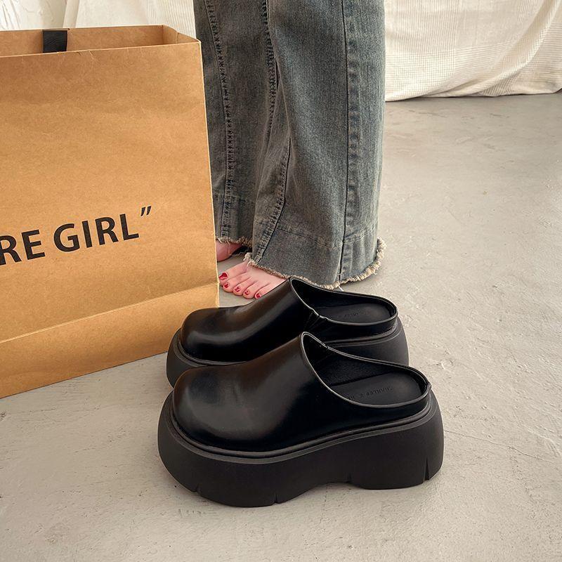 Модные полутапочки 2025 весна новинка суперпопулярные интернет-знаменитости толстая подошва увеличивающие рост тапочки для женщин