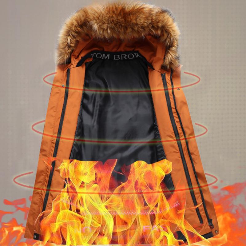 Плюс размер 9XL 10XL Мужская зимняя стеганая куртка-пуховик с меховым воротником Пальто утолщенное теплое длинное с капюшоном Парки Куртки Верхняя одежда