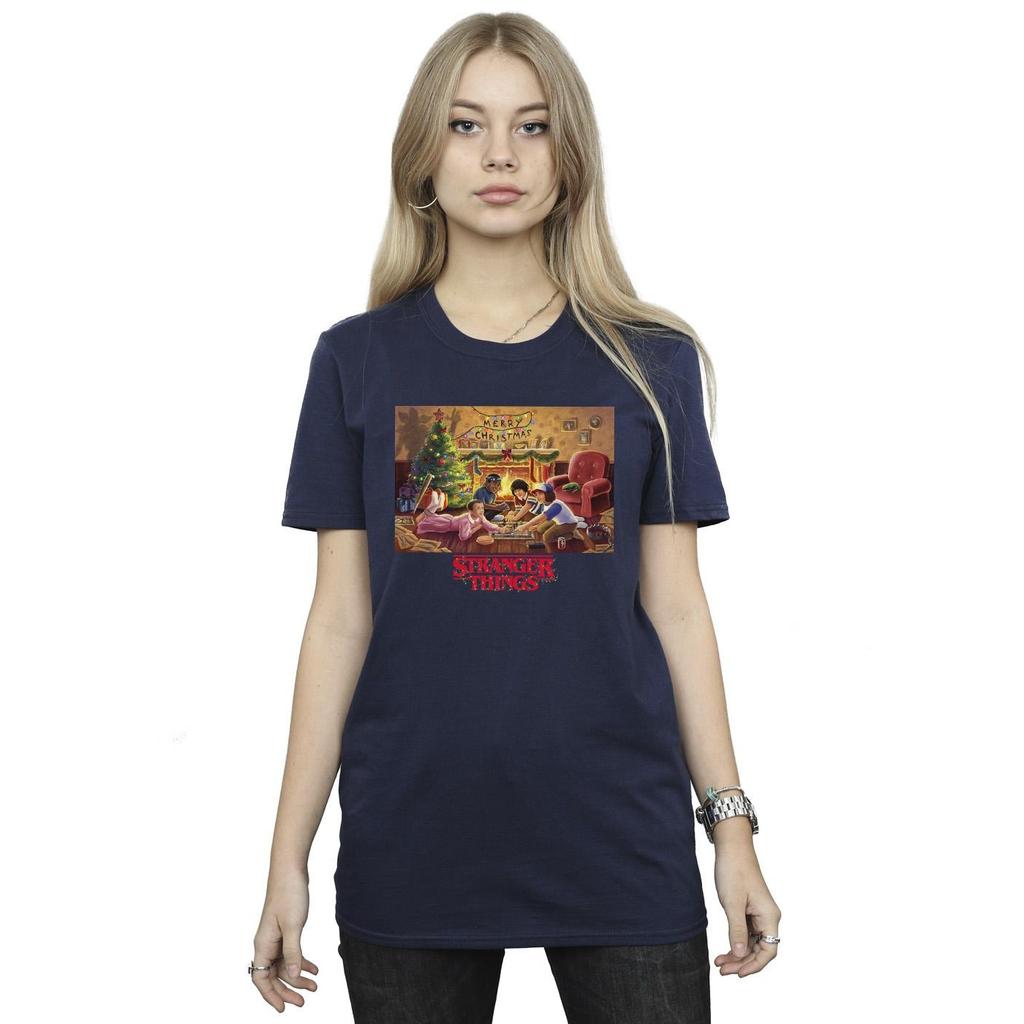 Netflix Womens/Ladies Stranger Things Christmas Gathering Cotton Boyfriend T-Shirt