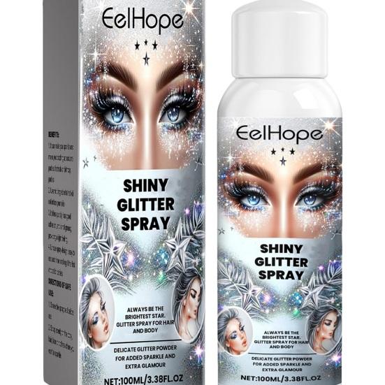 100ML Glitter Spray Shimmering Face Hair Clothes Body Spray Long-Lasting Quick Drying Stage Performance Makeup Spray Carnival Festival Party Supplies