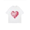 White Oversized T Shirt With Fingerprint Heart Print For Casual Wear