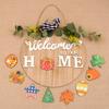 DIY Bow Replaceable Pattern Wooden Welcome Door Sign Christmas Halloween HOME Door Hanging Wreath
