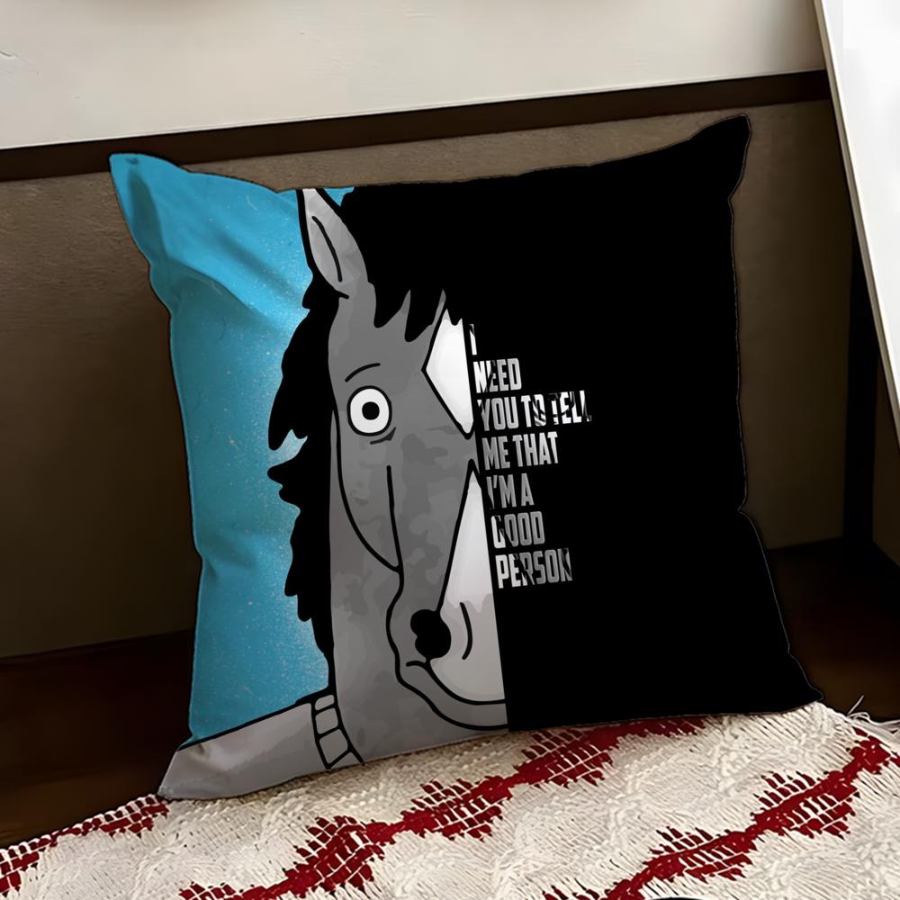 BBoJack Horseman Cushion Cover Reversible Soft Durable Pillow Cover Home Car MultiScene Use for Daily Comfort