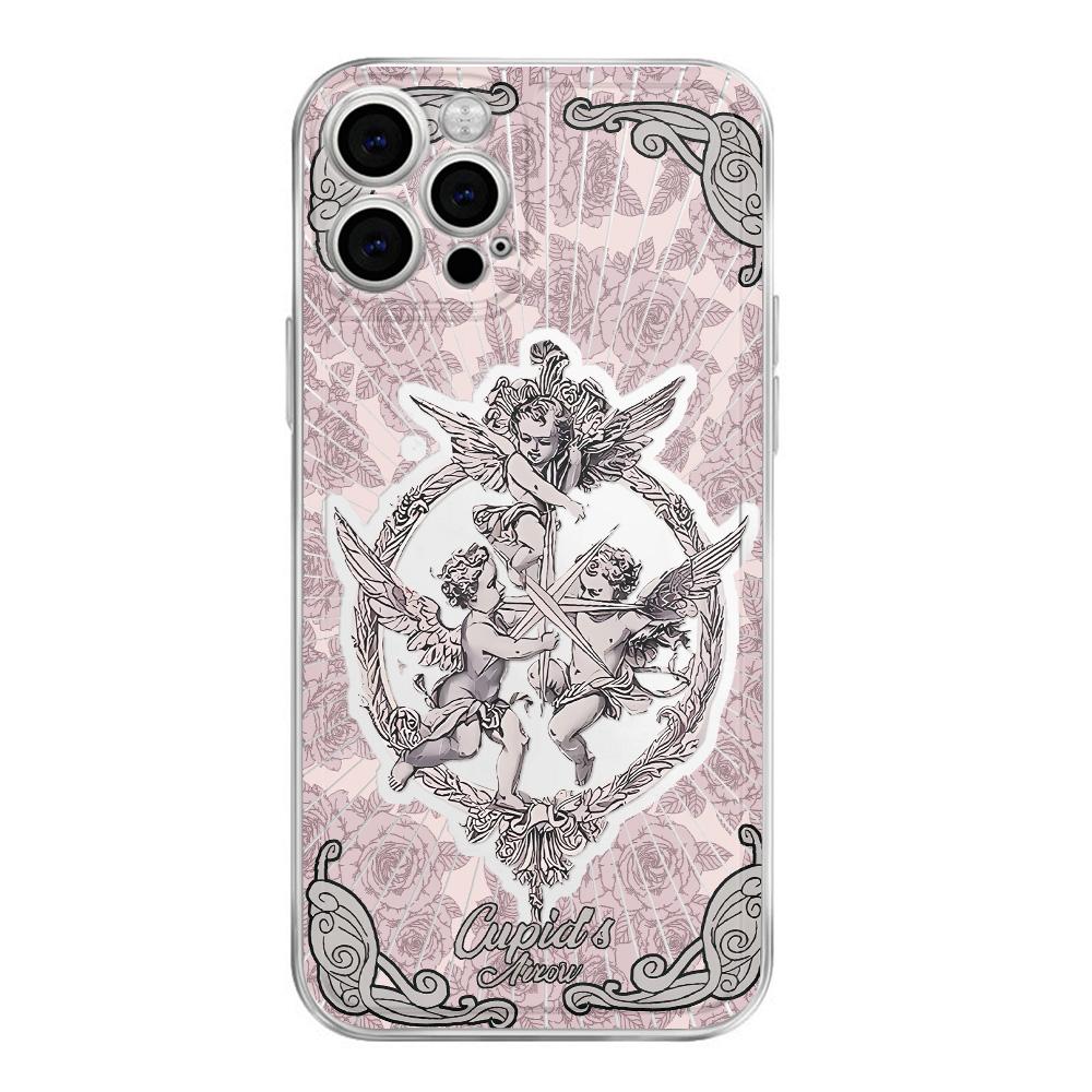 Ретро Европейский Ангел Купидон Аврора Лазерный Чехол для Телефона Для iPhone 16 15 14 13 12 11 7 8 X XS Pro Max INS Глиттер Защитная Крышка Объектива