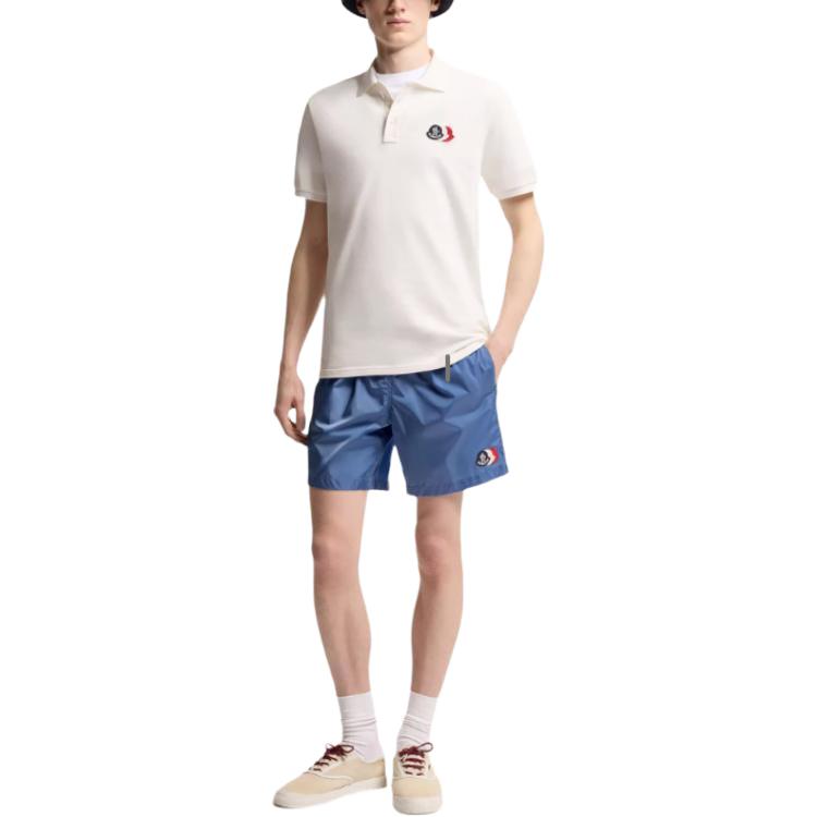 Moncler SS26 Logo Patch Cotton Piquet Shirt Solid Color Button Short Sleeve Polo Men tops L10918A0003089A16034