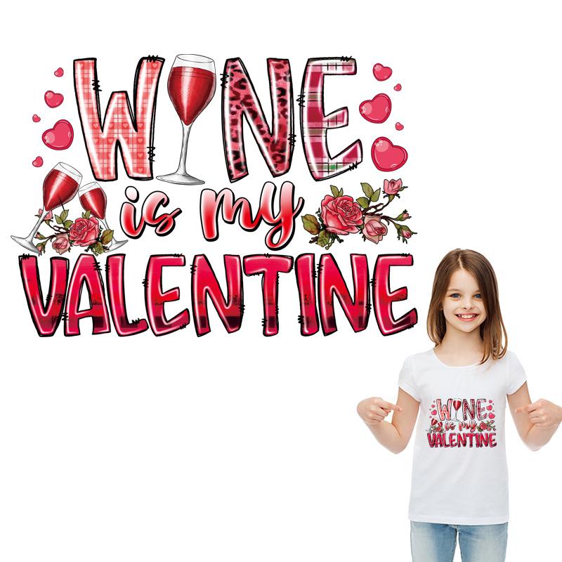 Термонашивки ко Дню святого Валентина с вином Креативная одежда Наклейки Толстовки Футболки своими руками Parches Ropa Термоаппликация Термонаклейка