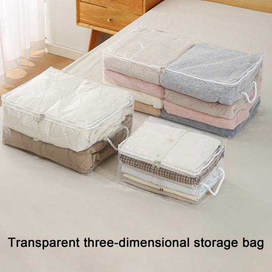 Quilt Storage Bag with Double Zippers Large Capacity Transparent Design Waterproof Easy To Clean Reusable Moisture-proof Storage Bag