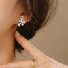 Real 925 Sterling Silver Piercing Crystal Flower Charm Hoop Earrings for Women Party Wedding Gift