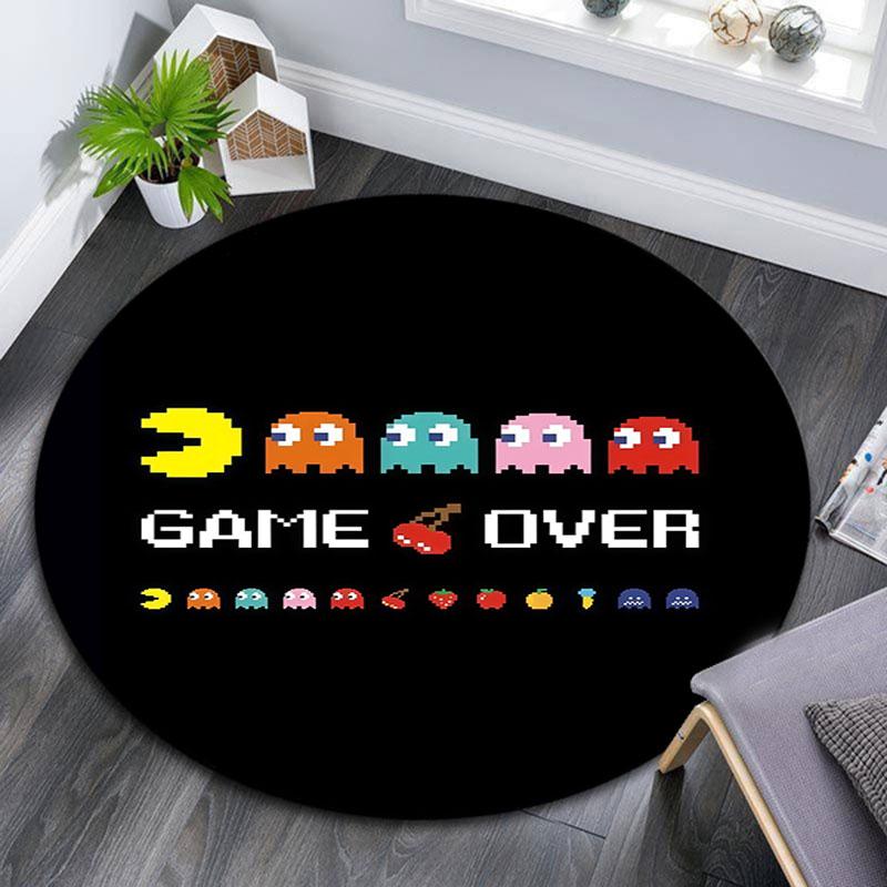 Pac‑Man pattern round rug,Carpet Rug for Living Room Bedroom Playroom ,Non-slip Floor Mat,Holiday Gifts and Birthday Gifts.