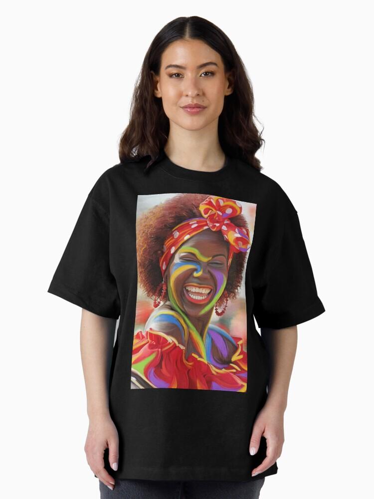 Celia Cruz Life's a Carnival (Carnaval de Barranquilla) - Negrita Puloy Impressionism - Magical Realism Oversized T-Shirt