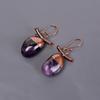 Натуральный Аметист Медь Элегантные Февральские Подвесные Серьги-Капли Электроформованные Крючки V-107