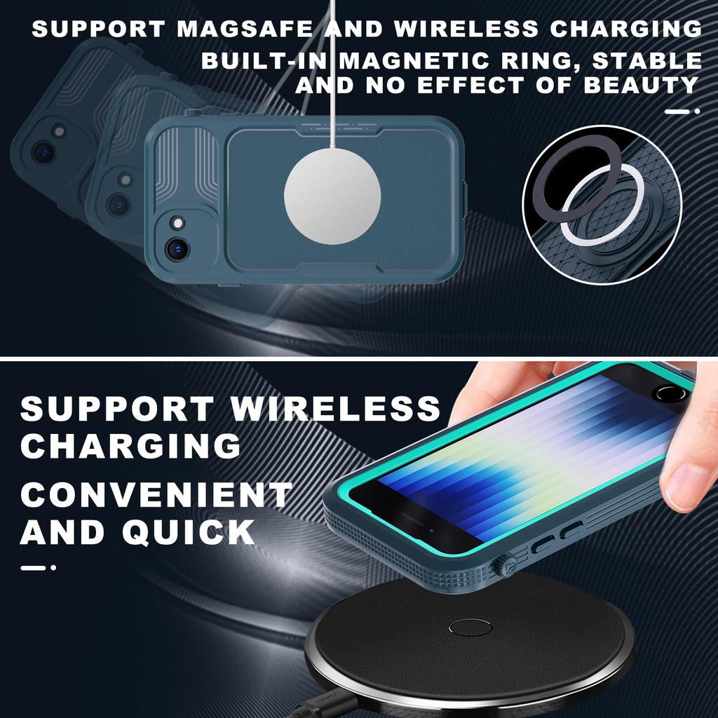 Водонепроницаемый чехол IP68 для iPhone SE3 2020 SE2 7 8 Ударопрочный Защитный чехол от падений Для дайвинга Плавание активный отдых Магнитный чехол для зарядки