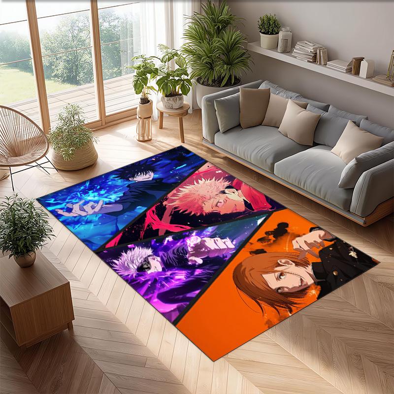 Soft Crystal Velvet Floor Rug,Jujutsu Kaisen Anti Slip Decorative Carpet, Plush Area Mat For Indoor Home Decoration