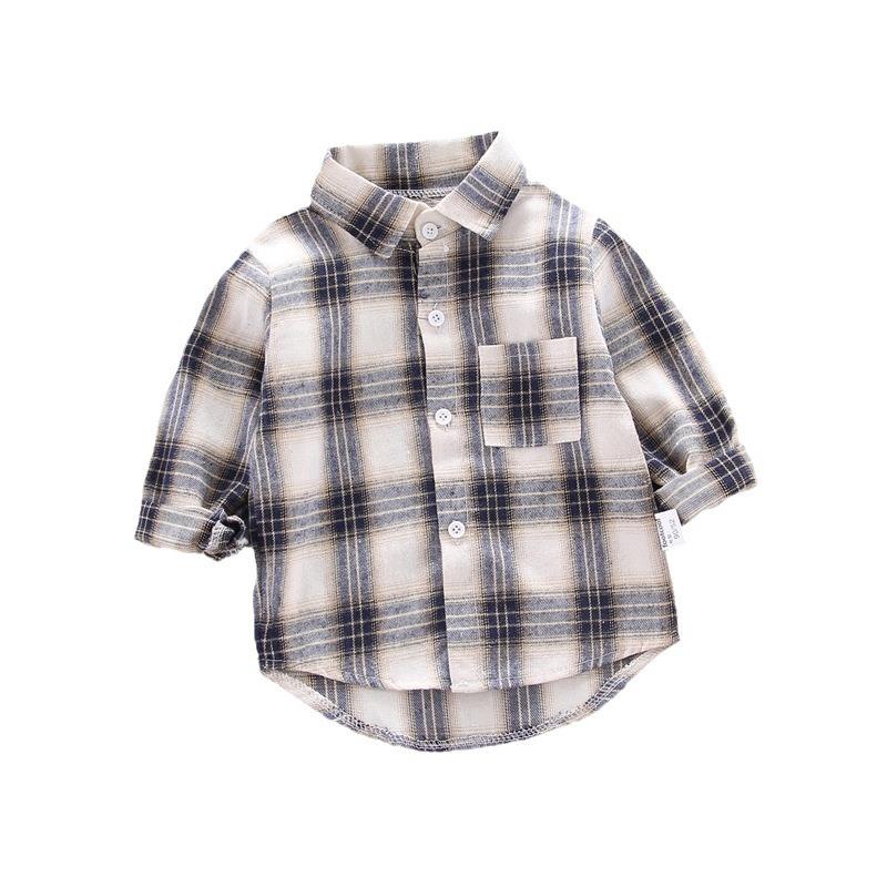 Kids Plaid Long Sleeve Button Down Shirt for Boys and Girls Spring Autumn