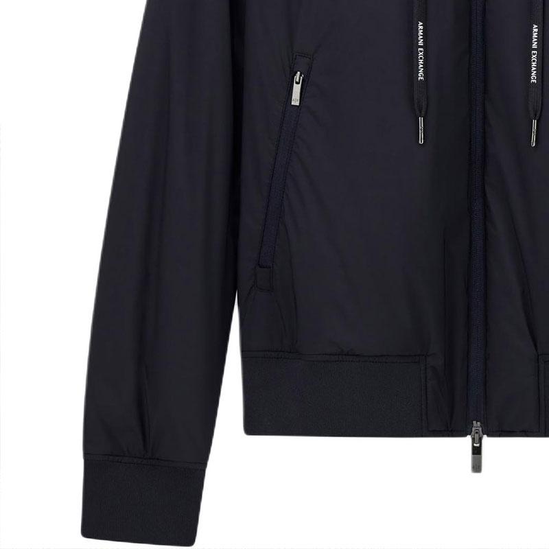 Armani Exchange SS25 Куртка хлопковая мужская с высоким воротником, логотипом, завязками и молнией, длинный рукав XM001583-AF19196-UB101