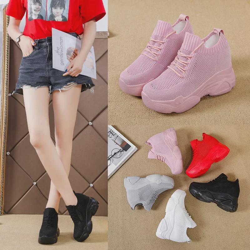 Модные женские туфли для пап: Черные, дышащая сетка, толстая подошва, весна 2022 г.