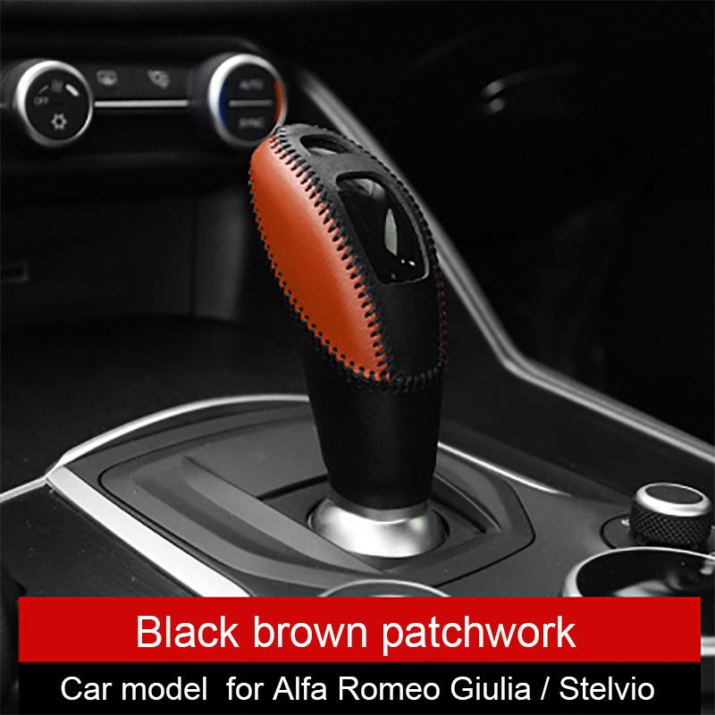 QHCP кожаный чехол на ручку переключения передач, ручная работа, декоративные наклейки на ручку переключения передач для Alfa Romeo Giulia Stelvio, интерьер