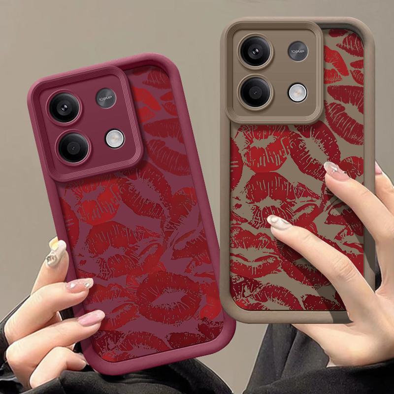 Роскошный красный принт губ ТПУ мягкий чехол для Xiaomi 14T Pro 13T Poco F6 X6 X5 Redmi 13C Note 14 Pro 13 12 11 10 защита линз противоударный матовый чехол для телефона