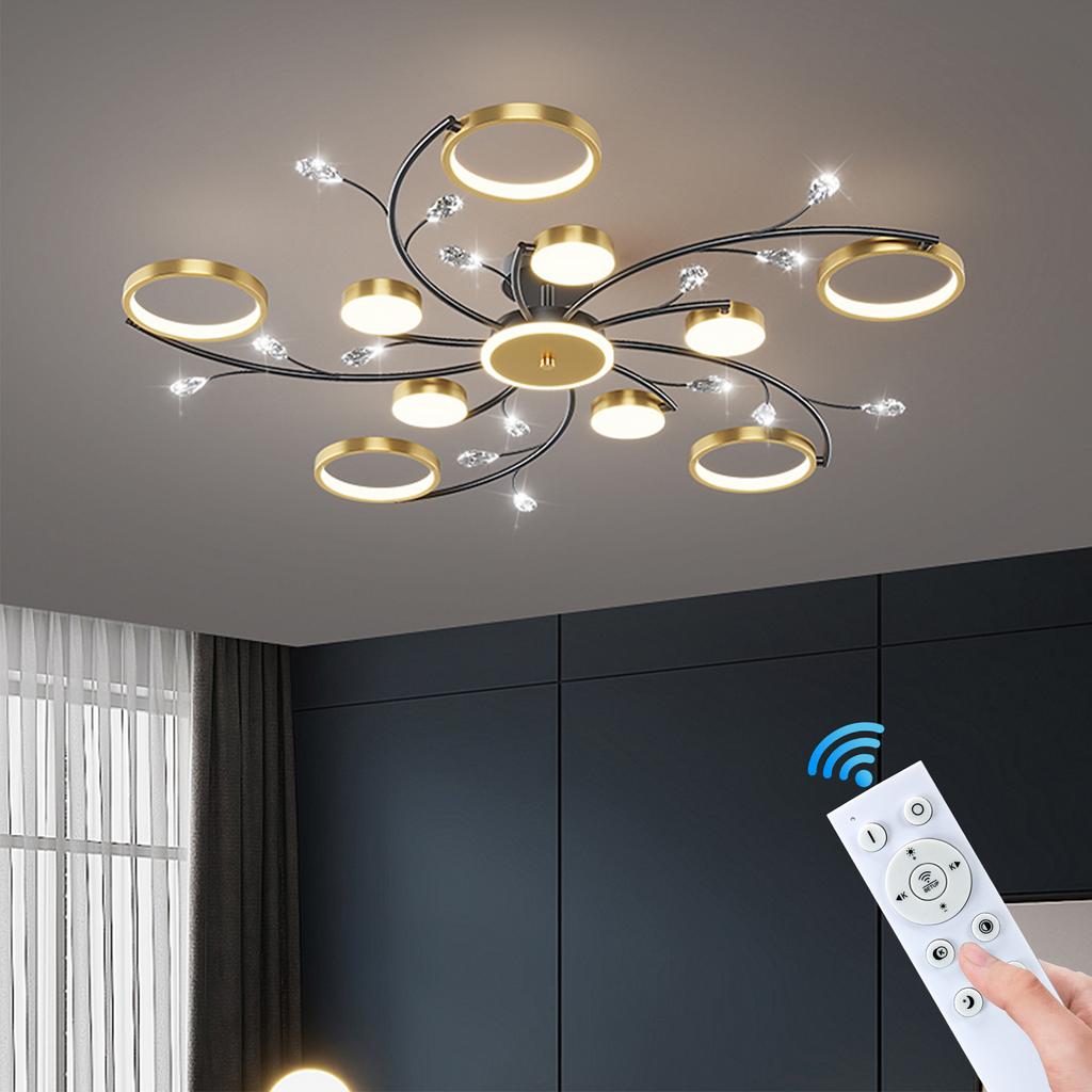 IRALAN Modern Ceiling Chandelier with Remote Control Dimming LED Ceiling Chandeliers for Living Room Bedroom Chandelier